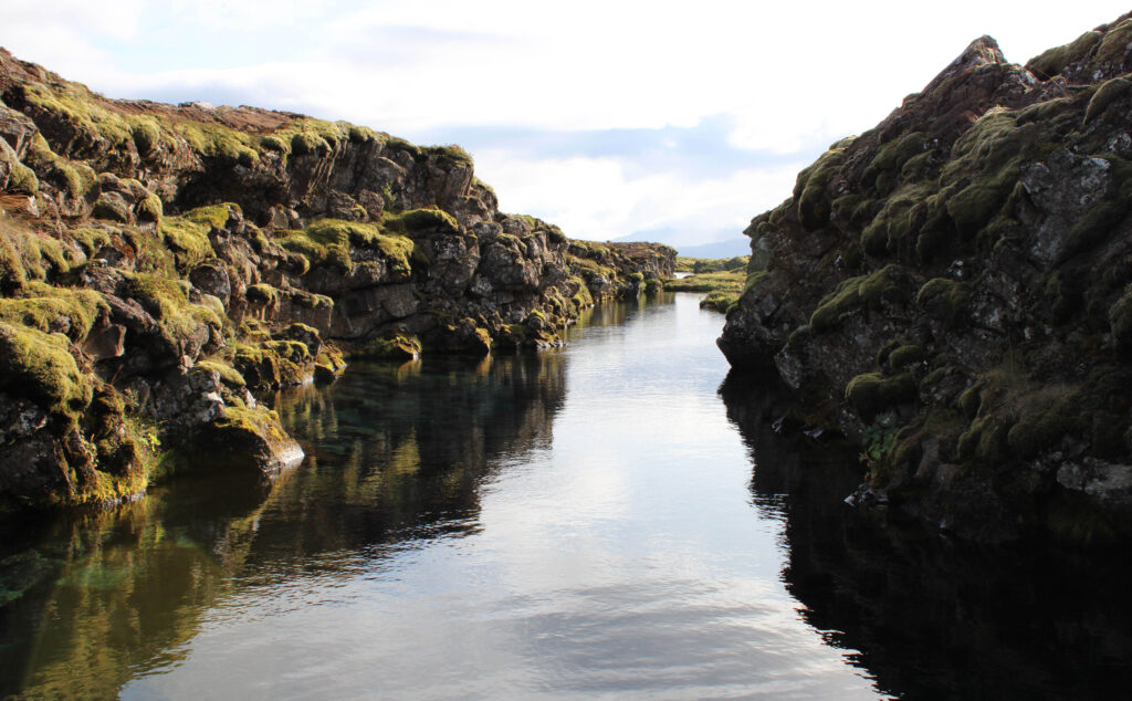 Silfra fissure filled with glacial melt water